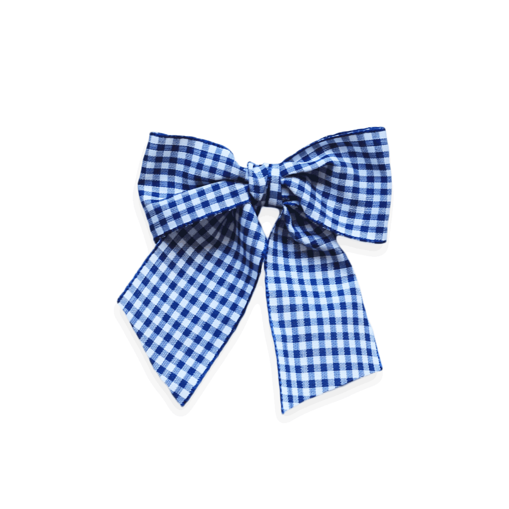 Blue Gingham Ribbon Hair bow for girls