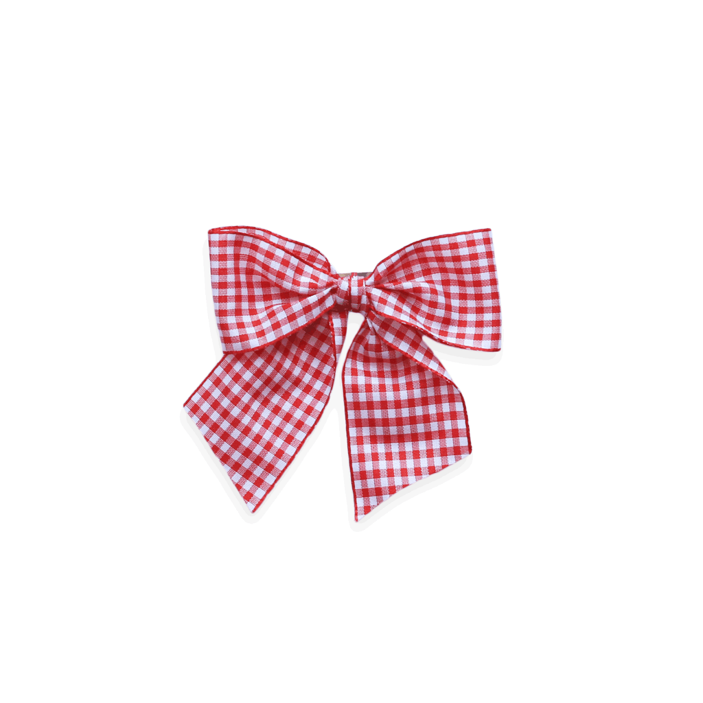 Red Gingham Hair bow Ribbon for girls