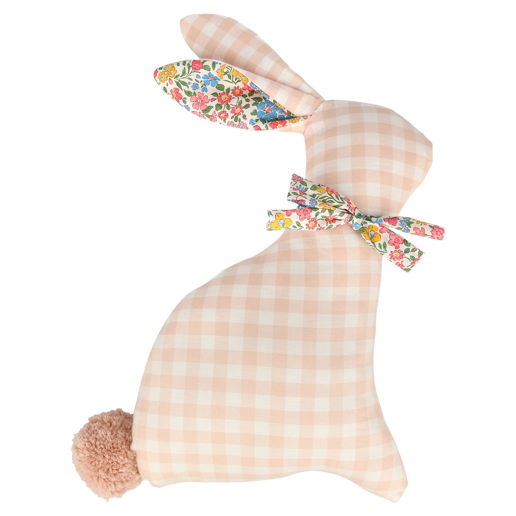 Pink Gingham Bunny with floral bow