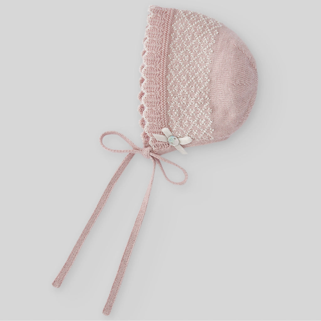 pink knitted bonnet 