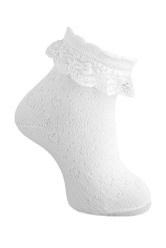 White lace trim ankle socks