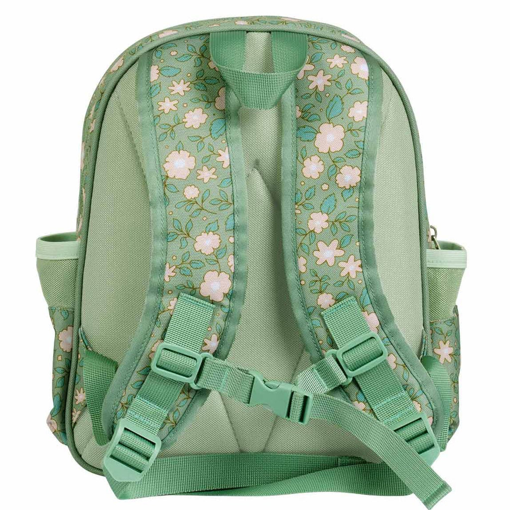green floral book bag