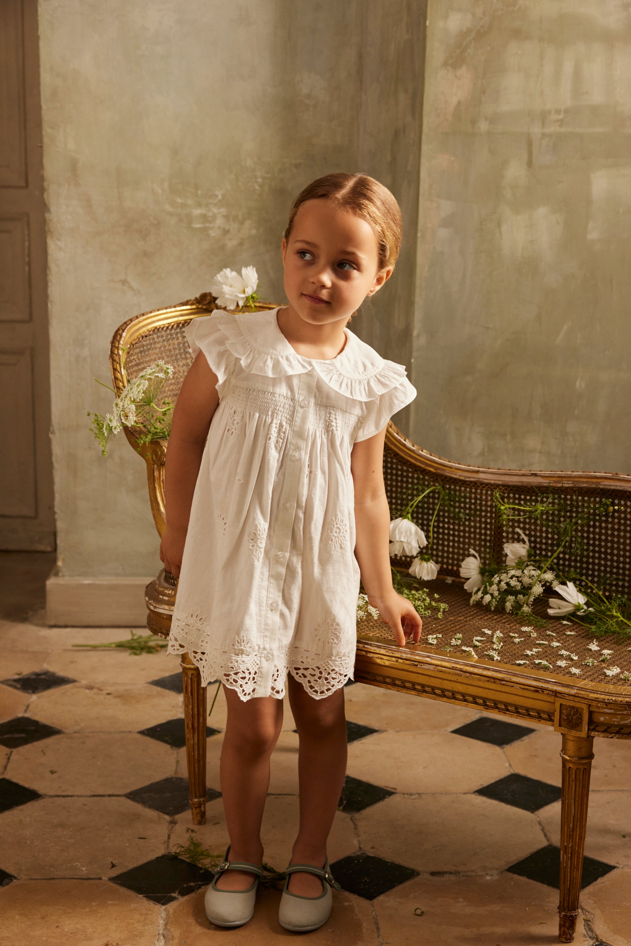 Mia Dress | White Schiffli - La Mère Village