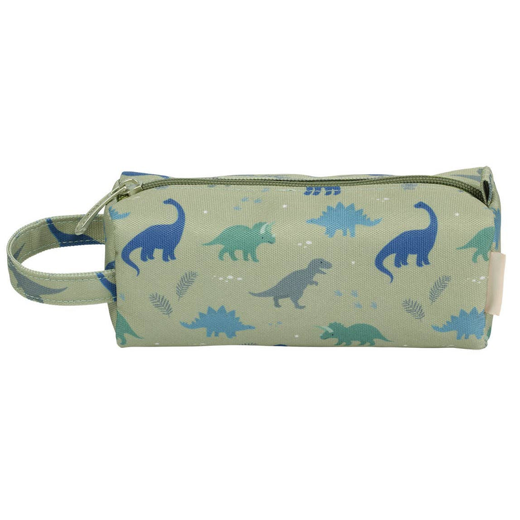 blue and green dino pencil pouch 