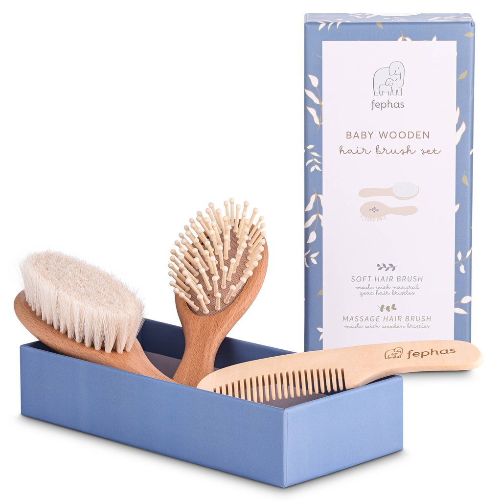 wooden baby brush and comb