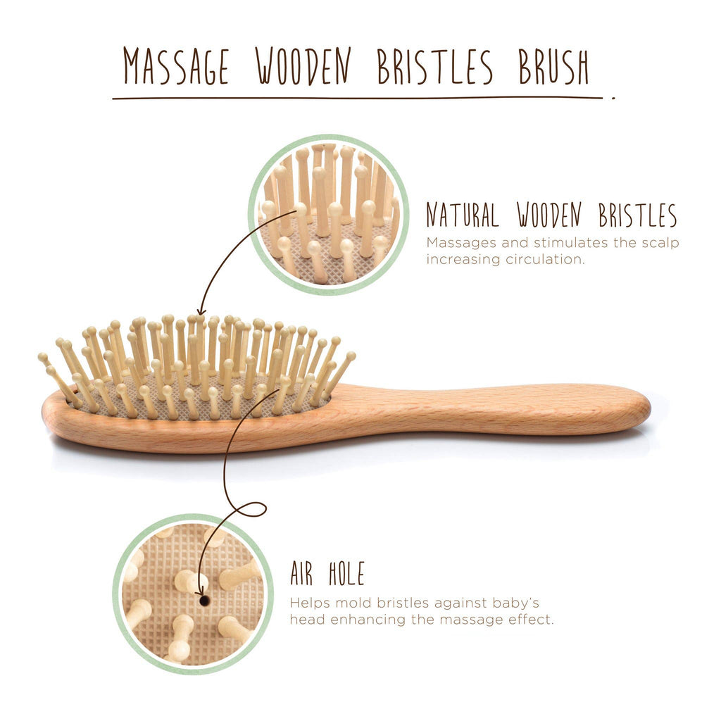 wooden bristles brush for kids 