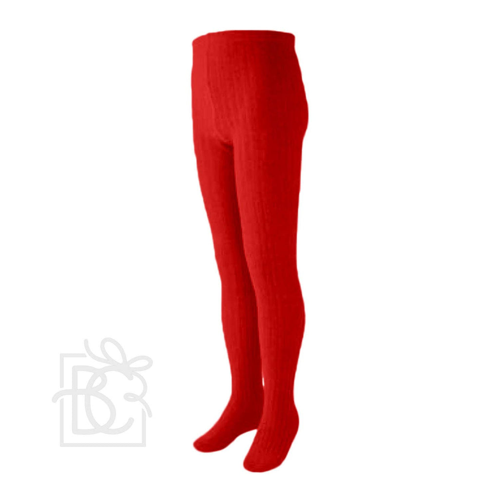 Ribbed Cotton Baby Girl Tights | Red